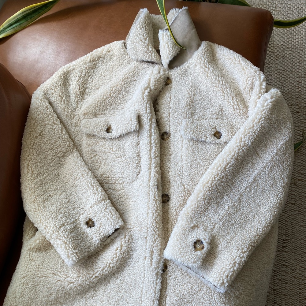 Mango Faux-shearling overshirt